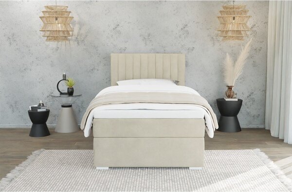 Bež tapecirani krevet s prostorom za pohranu s podnicom 90x200 cm Bunny – Ropez