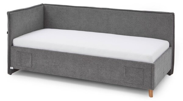 Sivi podstavljeni kutni dječji krevet s prostorom za odlaganje s podnicom 90x200 cm Fun – Meise Möbel
