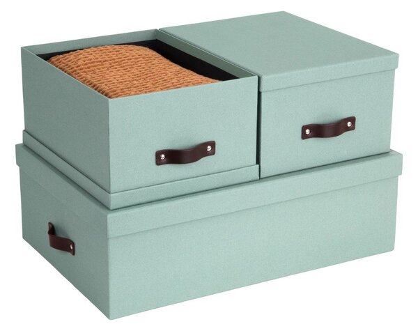 Mentol zelene kartonske kutije za pohranu u setu 3 kom s poklopcem 31x47x15 cm Inge – Bigso Box of Sweden