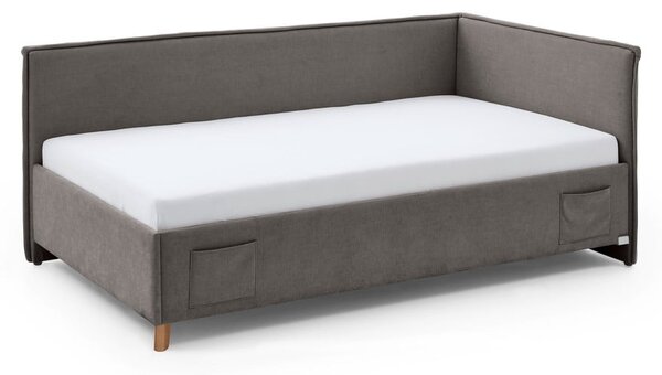 Sivi podstavljeni kutni dječji krevet s prostorom za odlaganje s podnicom 120x200 cm Fun – Meise Möbel