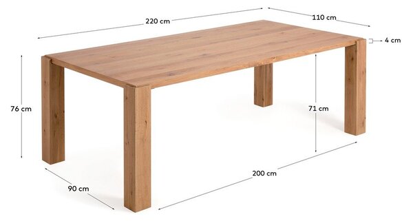 Blagovaonski stol u dekoru hrasta u prirodnoj boji 110x220 cm Deyanira – Kave Home