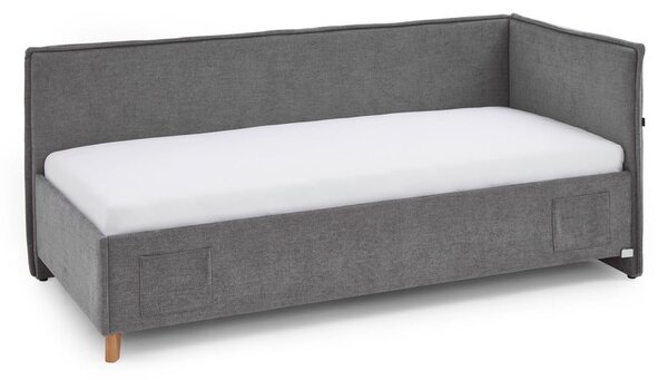 Sivi podstavljeni kutni dječji krevet s prostorom za odlaganje s podnicom 90x200 cm Fun – Meise Möbel
