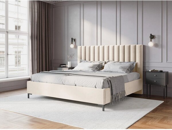 Bež tapecirani bračni krevet s prostorom za pohranu s podnicom 180x200 cm Casey – Mazzini Beds