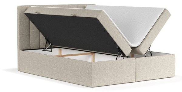 Bež boxspring krevet s prostorom za pohranu 180x200 cm Novento – Maison de Rêve