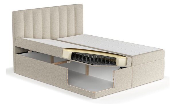 Bež boxspring krevet s prostorom za pohranu 180x200 cm Novento – Maison de Rêve
