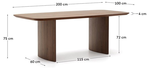 Smeđi blagovaonski stol u dekoru oraha 100x200 cm Litto – Kave Home