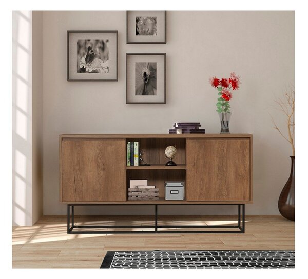 Niska komoda u dekoru oraha u prirodnoj boji 140x72 cm Rodez – Kalune Design