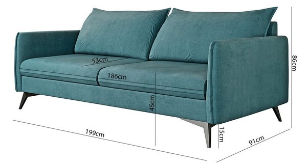 Petrolej zelena sofa 199 cm Juli Bis – Ropez