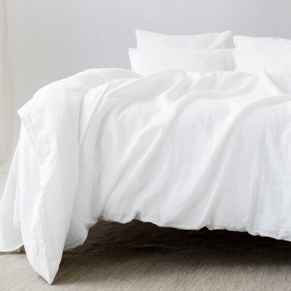 Bijela posteljina za bračni krevet/za produženi krevet od mješavine lana 240x220 cm – Linen Tales