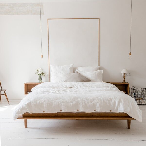 Bijela posteljina za bračni krevet/za produženi krevet od mješavine lana 240x220 cm – Linen Tales