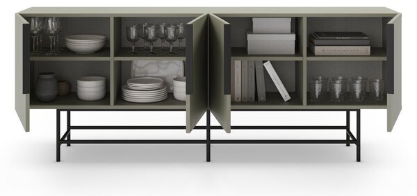 Zelena/siva niska komoda 200x77,5 cm Eldia – Marckeric