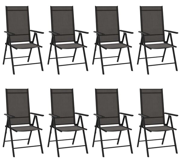 VidaXL Sklopive vrtne stolice 8 kom od tekstilena crne