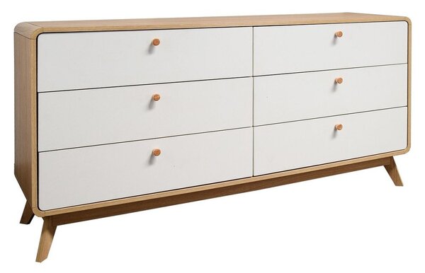 Bijela/u prirodnoj boji niska komoda u dekoru hrasta 150x74 cm Caitlin – Støraa