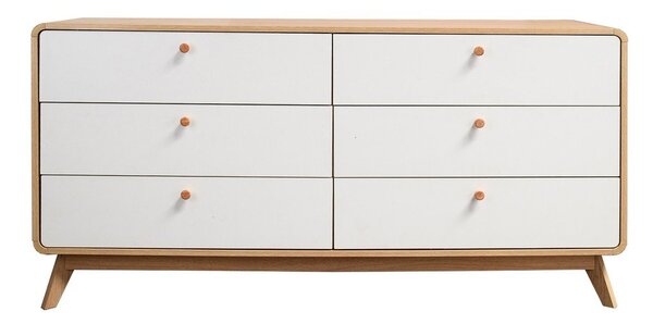 Bijela/u prirodnoj boji niska komoda u dekoru hrasta 150x74 cm Caitlin – Støraa