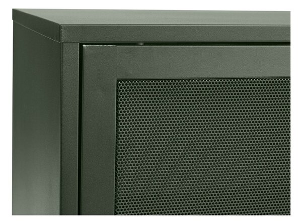 Tamno zelena metalna niska komoda s kliznim vratima 160x75 cm Veep – Unique Furniture