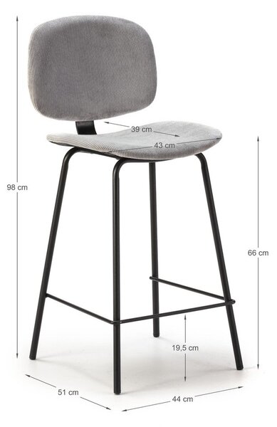Svijetlo sive barske stolice u setu 2 kom (visine sjedala 66 cm) Arus – Marckeric