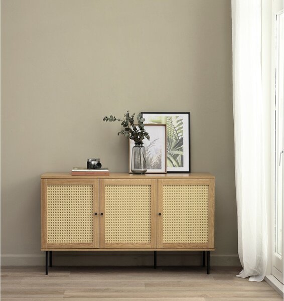 Niska komoda u dekoru hrasta u prirodnoj boji 140x80 cm Pensacola – Unique Furniture