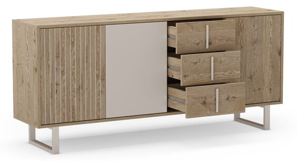 Siva/u prirodnoj boji niska komoda u dekoru hrasta 180x80 cm Millay – Marckeric