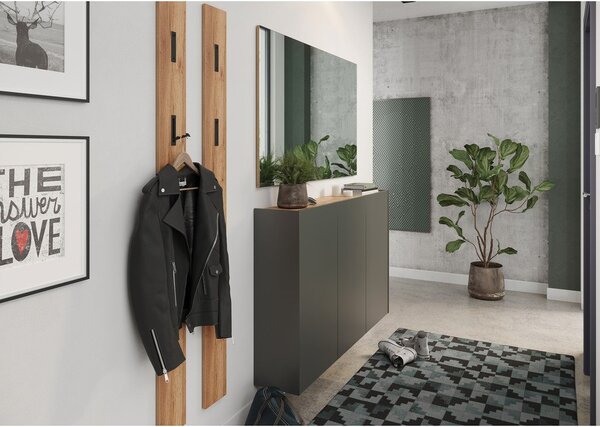 Antracitno sivi viseći ormarić u dekoru hrasta 138x87x25 cm Libbiano – Germania