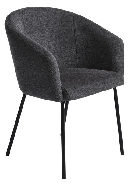 Tamno siva podstavljena blagovaonska stolica s naslonima za ruke Easton – Unique Furniture