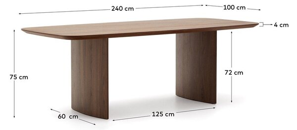 Smeđi blagovaonski stol u dekoru oraha 100x240 cm Litto – Kave Home
