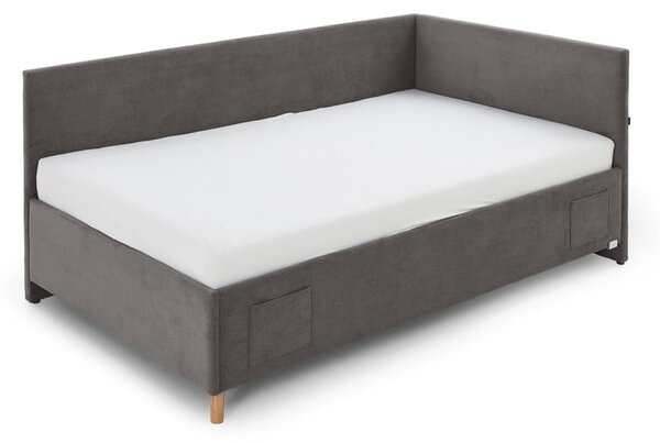 Antracitno sivi podstavljeni kutni dječji krevet s prostorom za odlaganje s podnicom 90x200 cm Cool – Meise Möbel