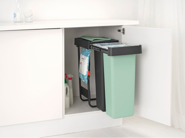 Mentol zelena/tamno siva plastična kanta za smeće za odvojeni otpad/ugradbena 60 l Sort&Go – Brabantia