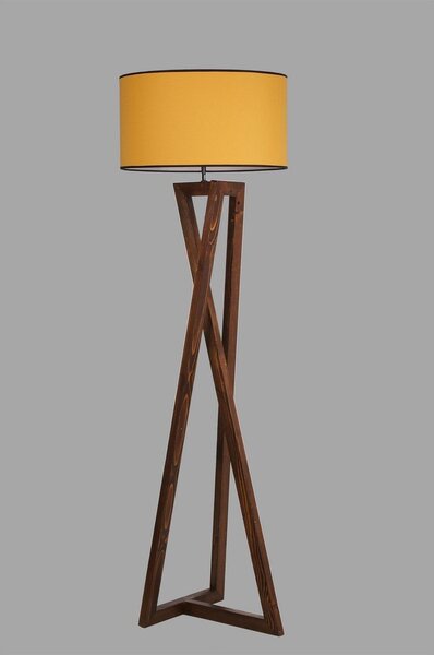 Senf žuta/smeđa stojeća svjetiljka s tekstilnim sjenilom (visina 149 cm) Maçka – Opviq lights