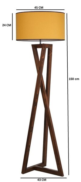 Senf žuta/smeđa stojeća svjetiljka s tekstilnim sjenilom (visina 149 cm) Maçka – Opviq lights