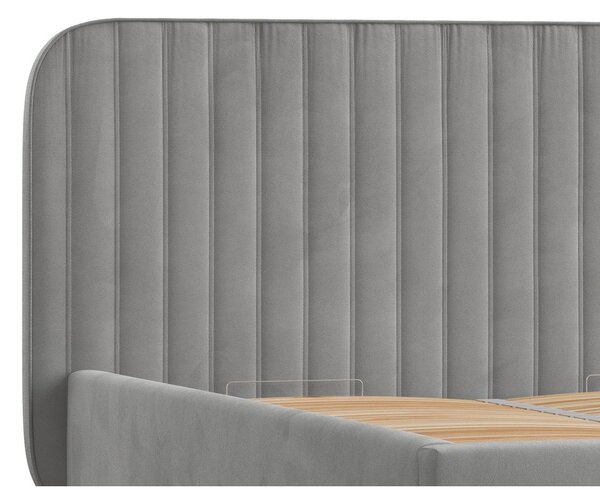 Sivi tapecirani bračni krevet s prostorom za pohranu s podnicom 180x200 cm Noto – Maison de Rêve
