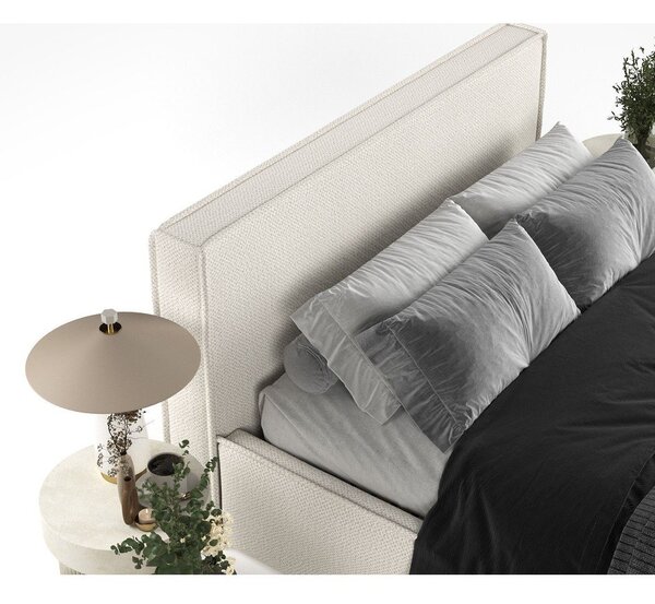 Bež tapecirani bračni krevet s prostorom za odlaganje s podnicom 180x200 cm Lounge L – Maison de Rêve