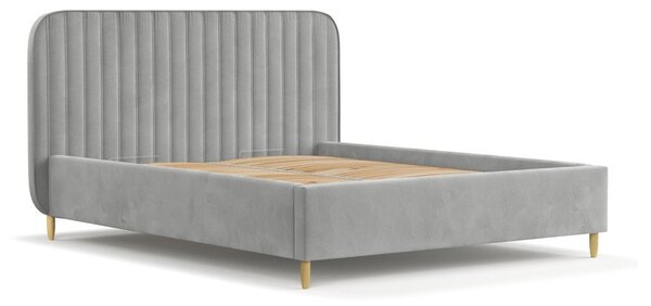 Sivi tapecirani bračni krevet s prostorom za pohranu s podnicom 180x200 cm Noto – Maison de Rêve