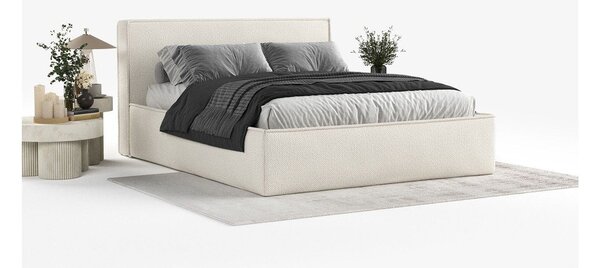 Bež tapecirani bračni krevet s prostorom za odlaganje s podnicom 200x200 cm Lounge L – Maison de Rêve