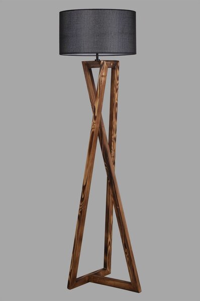 Crna/smeđa stojeća svjetiljka s tekstilnim sjenilom (visina 149 cm) Maçka – Opviq lights