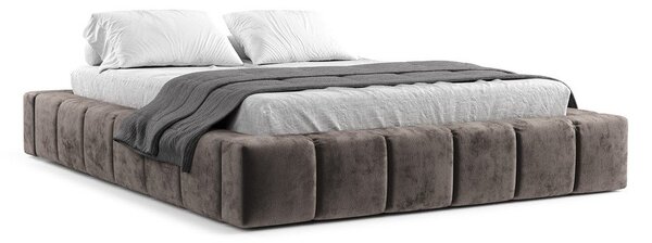 Smeđi tapecirani bračni krevet s prostorom za pohranu s podnicom 160x200 cm Aruba L – Maison de Rêve