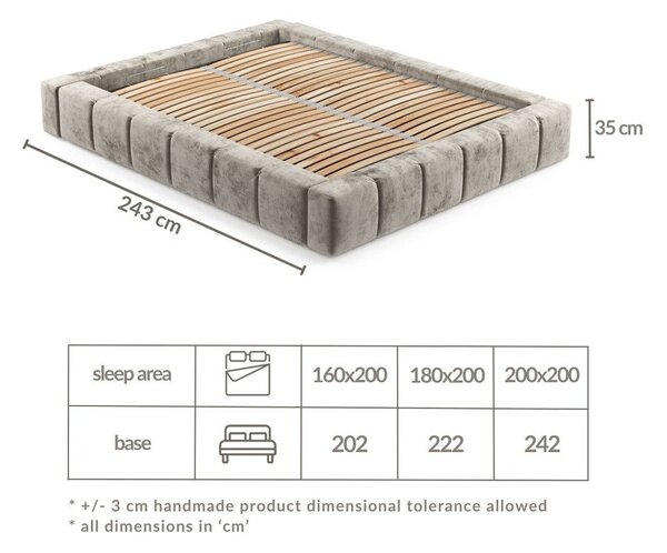 Smeđi tapecirani bračni krevet s prostorom za pohranu s podnicom 160x200 cm Aruba L – Maison de Rêve