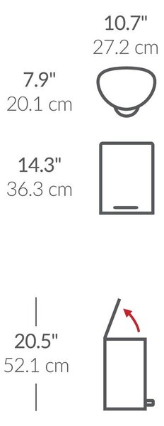 Bijela metalna kanta za smeće s pedalom 6 l – simplehuman