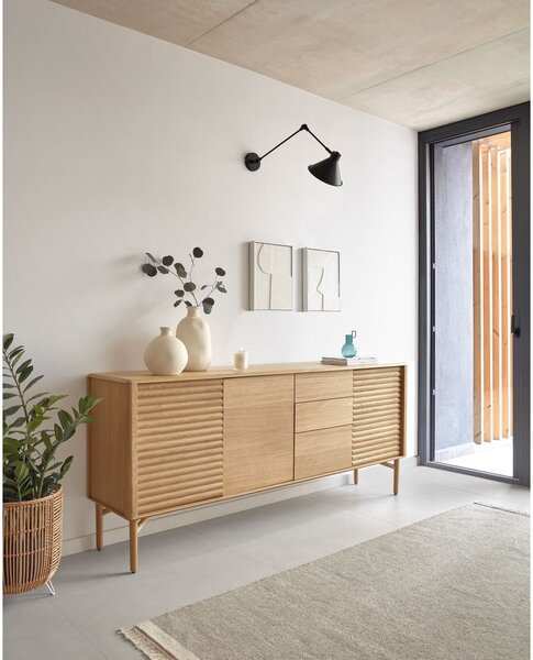 Niska komoda u dekoru hrasta u prirodnoj boji 200x86 cm Lenon – Kave Home