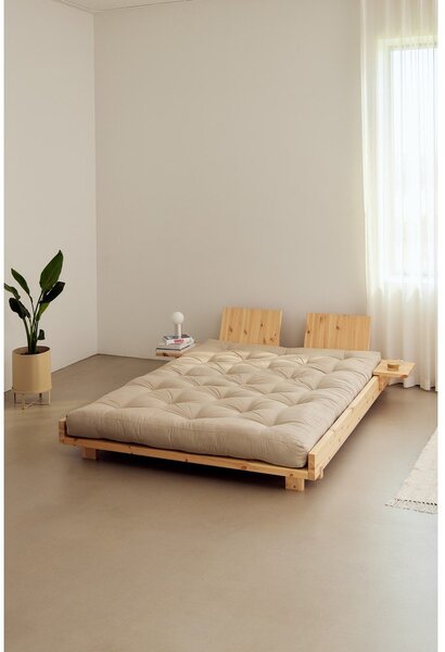 Bračni krevet od masivnog bora s podnicom 140x200 cm u prirodnoj boji Social Bed – Karup Design