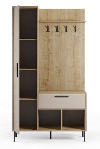 Krem/u prirodnoj boji set za hodnik u dekoru hrasta 108x195x35 cm Heidy – Marckeric