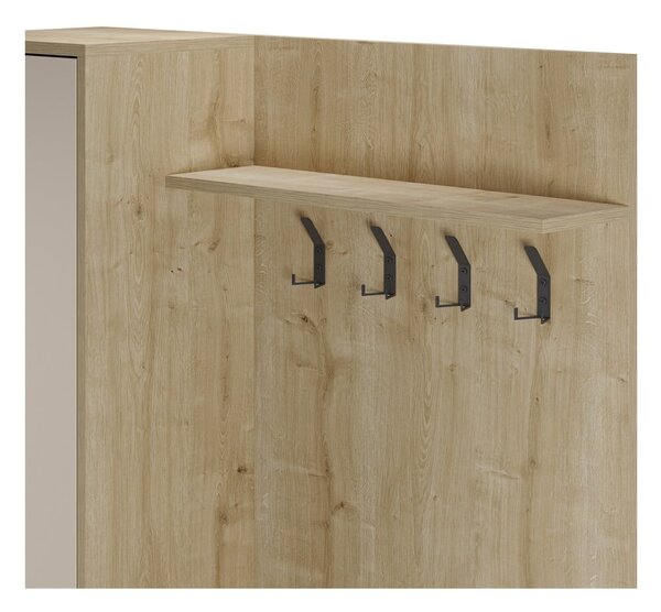Krem/u prirodnoj boji set za hodnik u dekoru hrasta 108x195x35 cm Heidy – Marckeric