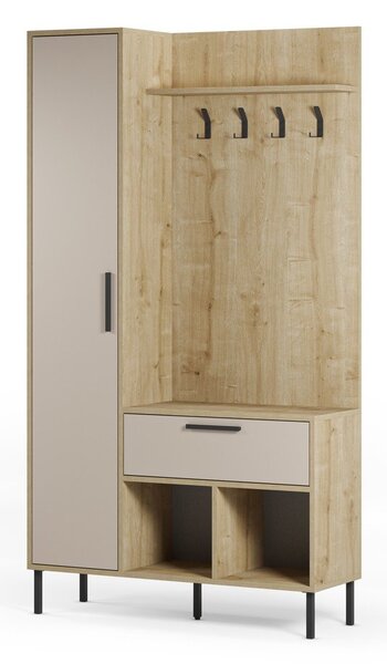 Krem/u prirodnoj boji set za hodnik u dekoru hrasta 108x195x35 cm Heidy – Marckeric