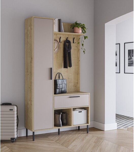 Krem/u prirodnoj boji set za hodnik u dekoru hrasta 108x195x35 cm Heidy – Marckeric