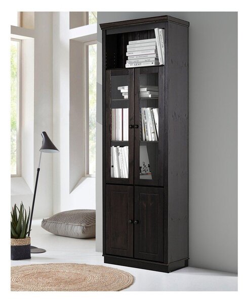 Smeđa vitrina od masivnog bora 74x223 cm Anita – Støraa