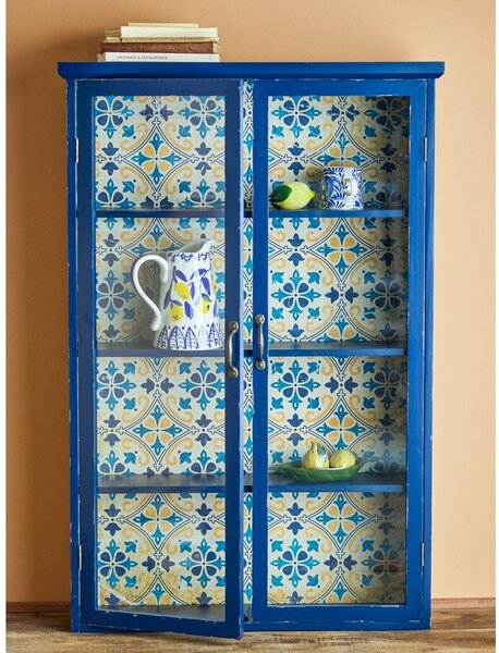 Plava vitrina od masivne jele 81x122x22 cm Hazem – Bloomingville