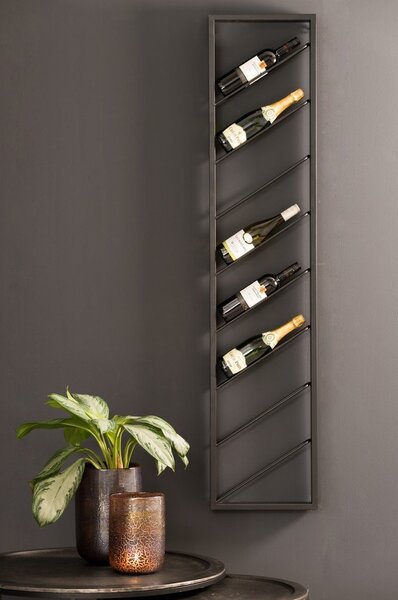 Crni zidni metalni držač za boce vina broj boca 8 kom 36x160x6 cm Malbeo – Light & Living