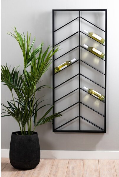 Crni zidni metalni držač za boce vina broj boca 16 kom 70x160x6 cm Malbeo – Light & Living