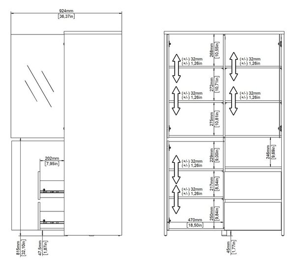 Bijela/u prirodnoj boji vitrina u dekoru hrasta 100x170x48 cm Next – Tvilum
