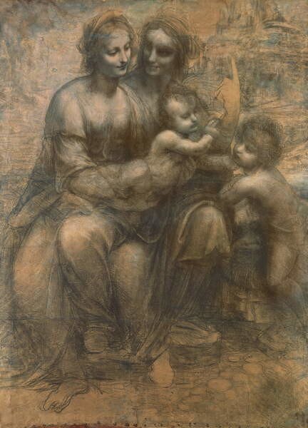 Leonardo da Vinci - Reprodukcija umjetnosti The Virgin and Child with Saint Anne, and the Infant Saint John the Baptist, (30 x 40 cm)