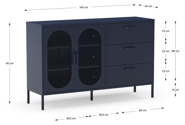 Tamno plava komoda 140x90 cm Diora – Marckeric